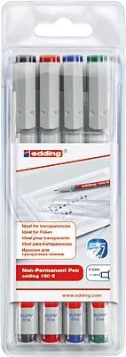 Produktbild Edding Folienstift 150 S Strichstärke: 0,3 mm Schreibfarbe: rot, blau, grün, schwarz dokumentenecht: Nein (4x)