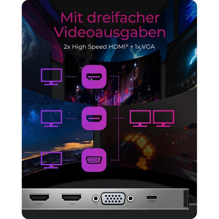 Actual product image Icy Box IB-DK2106a-CPD (USB-C, 7 Ports)