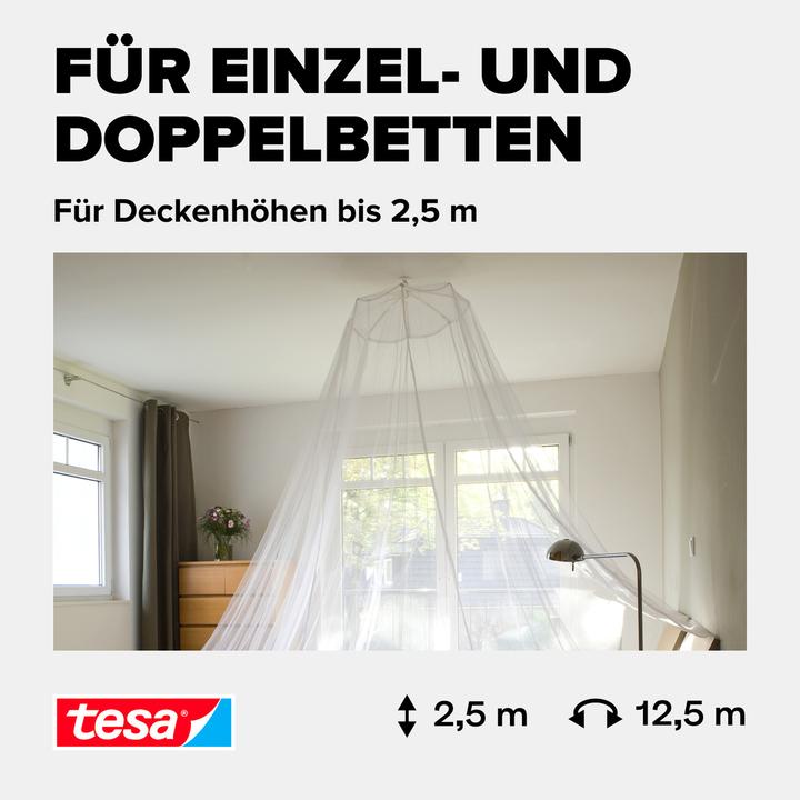 Produktbild tesa Insektenschutz COMFORT, Moskitonetz für Doppelbetten (125 x 250 cm)