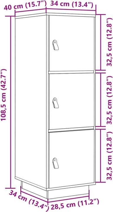 Image du produit vidaXL Highboard (34 x 34 x 108.50 cm)