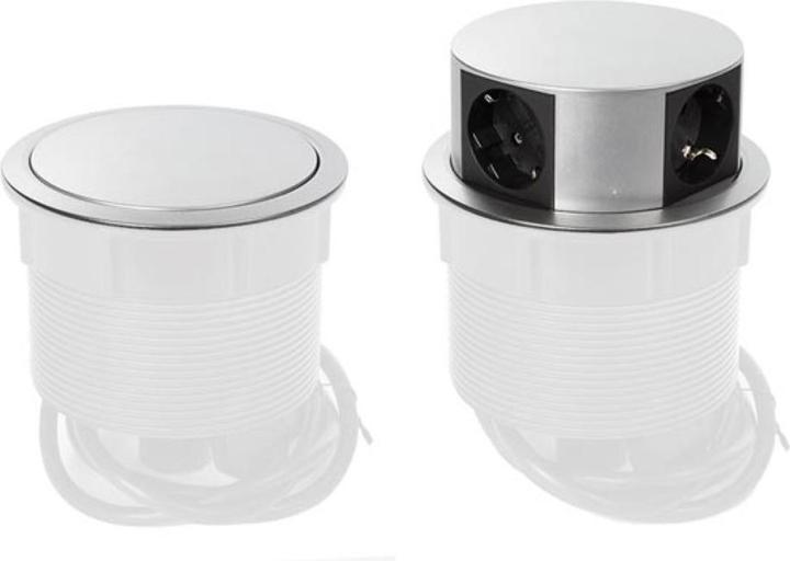 Image du produit Perel Tour de 4 prises - Rétractable - Contact de protection (Système allemand) (4x, CEE 7/3, 1.40 m)