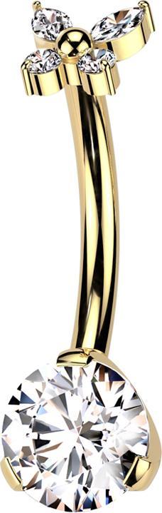 Produktbild Hollywood Body Jewelry Threadless Banane vergoldet einfacher Schmetterling vergoldet Kristalle silber und Kristall silber g (ohne Messing, Titan)