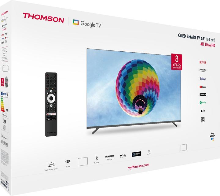 Actual product image Thomson TV Set||65"|4K/Smart|QLED|3840x2160|Wireless LAN|Bluetooth|Google TV|Dark Grey|65QG4S14 (65", QLED, 4K)