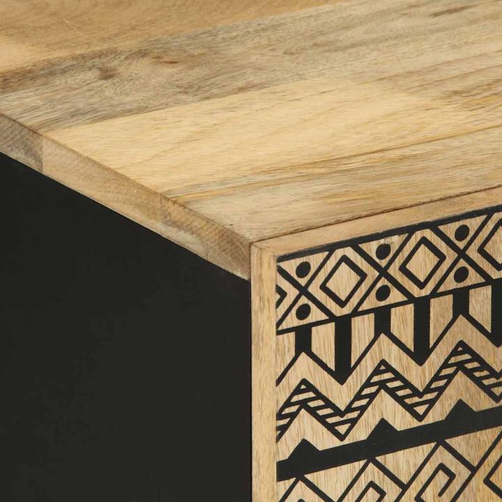 Produktbild VidaXL TV Schrank Lowboard Fernsehschrank Fernsehtisch Schwarz Raues Mangoholz (105 x 33.5 x 46 cm)