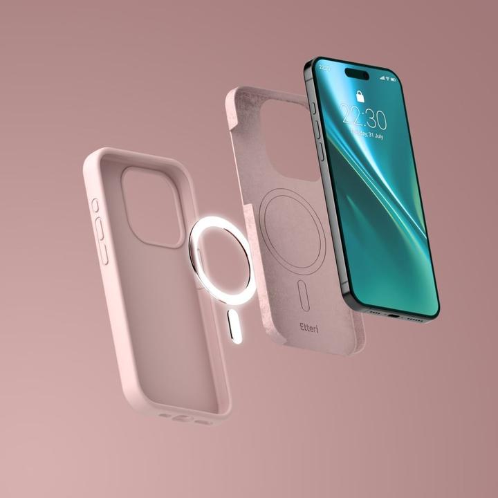 Actual product image Etteri Silicone Mag case for iPhone 15 Pro Max 6,7" light pink (Apple iPhone 15 Pro Max)