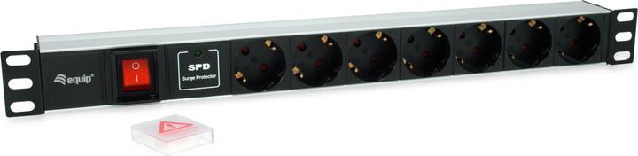 Actual product image equip Power strip 1HE7fach with Ü-protection + switch (7x, CEE 7/3, 1.80 m)