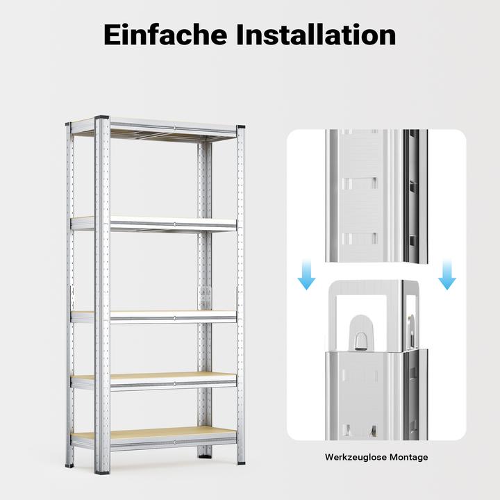 Image du produit Wiltec Étagère Charges lourdes Acier galvanisé 154x75x30cm 875kg Rayonnage emboîtable 5 Niveaux
