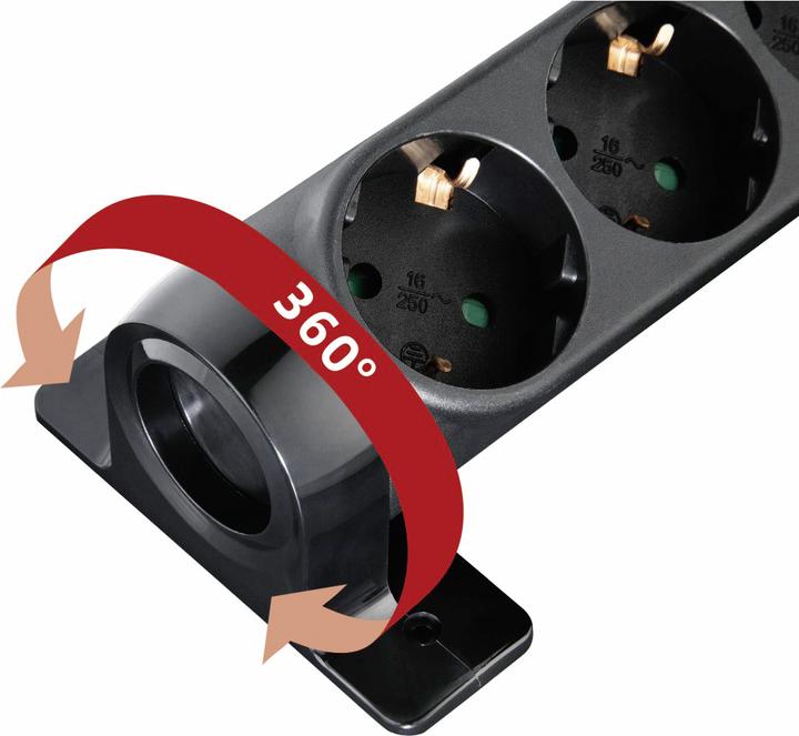 Actual product image Hama Power strip 6-way rotatable switch (6 x, CEE 7/3, 1.40 m)