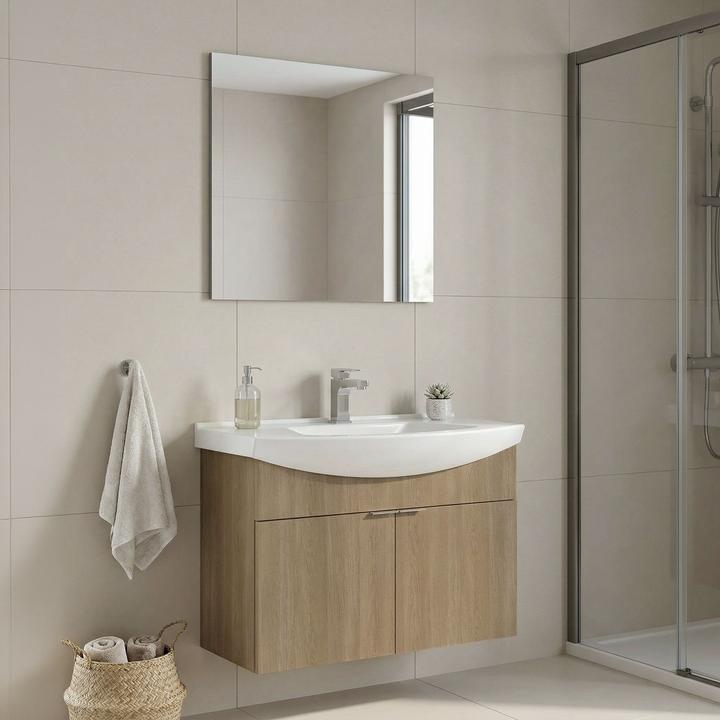 Produktbild Homitis Purus 80 Bathroom Cabinet With Sink & Mirror Set (2 Pieces)