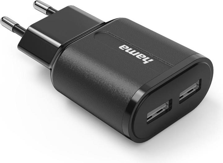 Produktbild Hama Ladegerät, 2x USB-A, 12 W, Schwarz (12 W, 2 Ports)