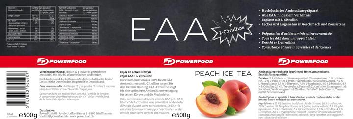 Nährwerte und Zutaten Powerfood Eaa (Pfirsich, 1 Stk., 500 g)