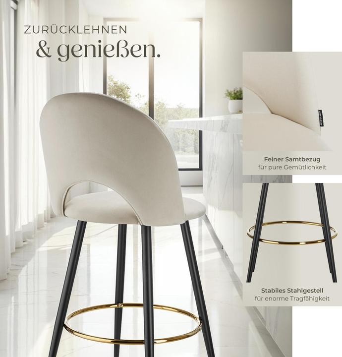 Actual product image tectake Bar stool Sachel with backrest, velvet look