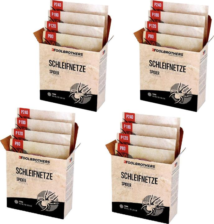 Immagine prodotto Tool Brothers Toolbrothers SPIDER set di levigatura con rete 150 mm 4 confezioni 160x reti di levigatura Klett (P120, P240, P180, P80)