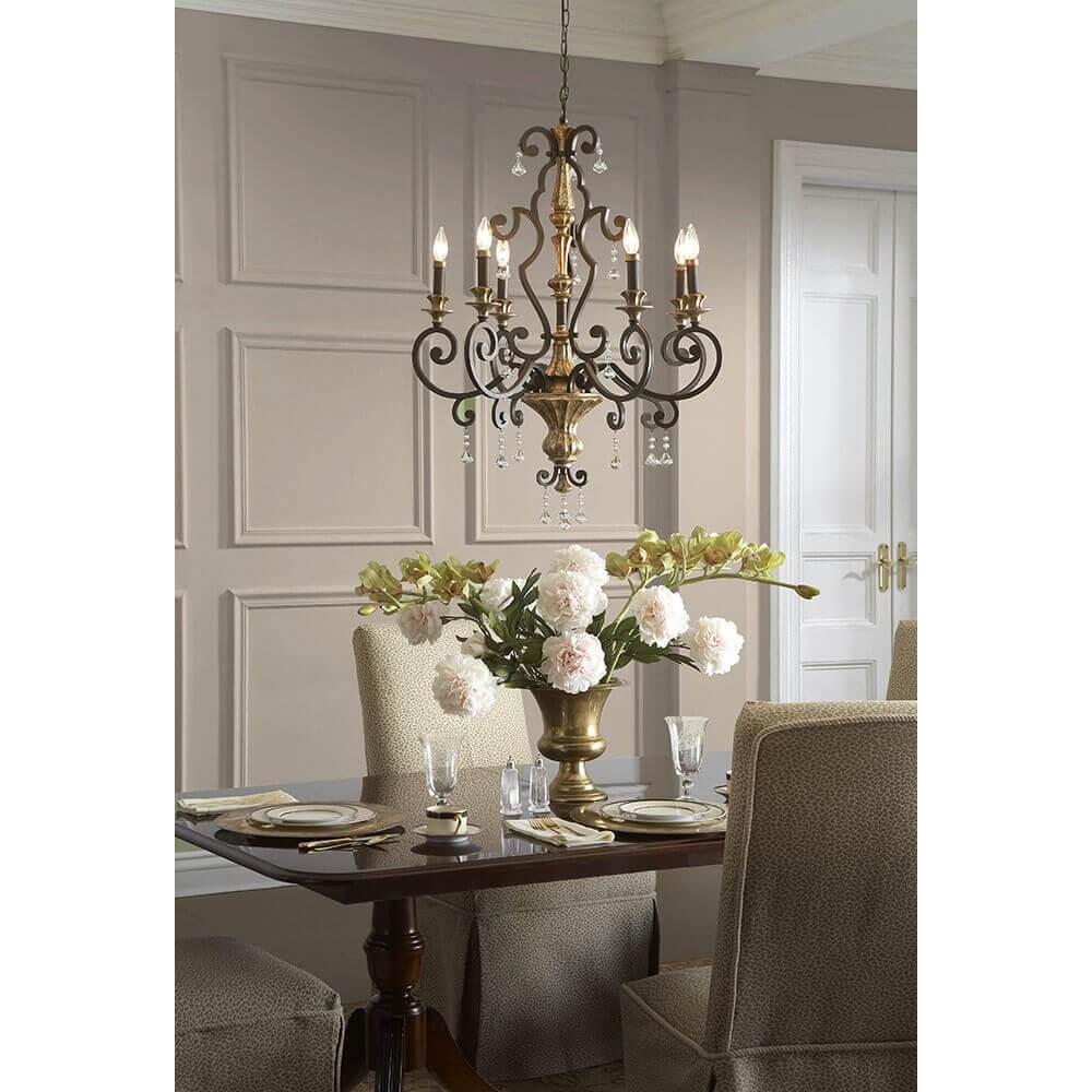 Thumbnail - Elstead Lighting, Kronleuchter, Marquette Kronleuchter E14 6-fach 97cm Erbstück (71.10 cm)