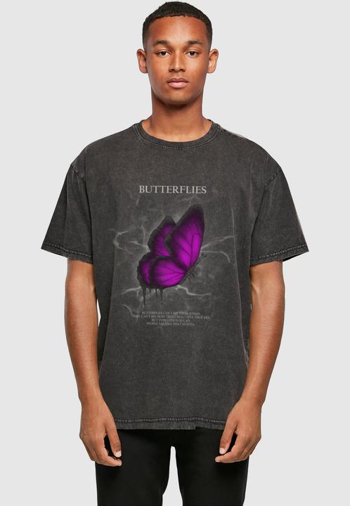 Produktbild Merchcode Butterflies Acid Washed Heavy Oversized Tee - 112635 (L)