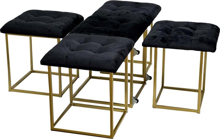 Produktbild Go Gift Puff-Transformer 5in1 - 5 Hocker in 1 Pouffe schwarzer Samt