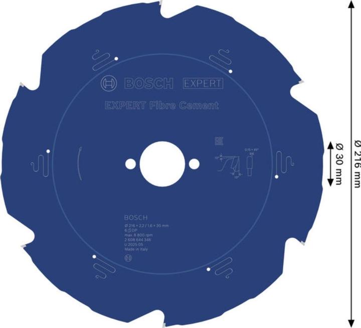 Produktbild Bosch Professional Zubehör Kreissägeblatt Expert for Fibre Cement, 216 x 30 x 2,2 mm, 6