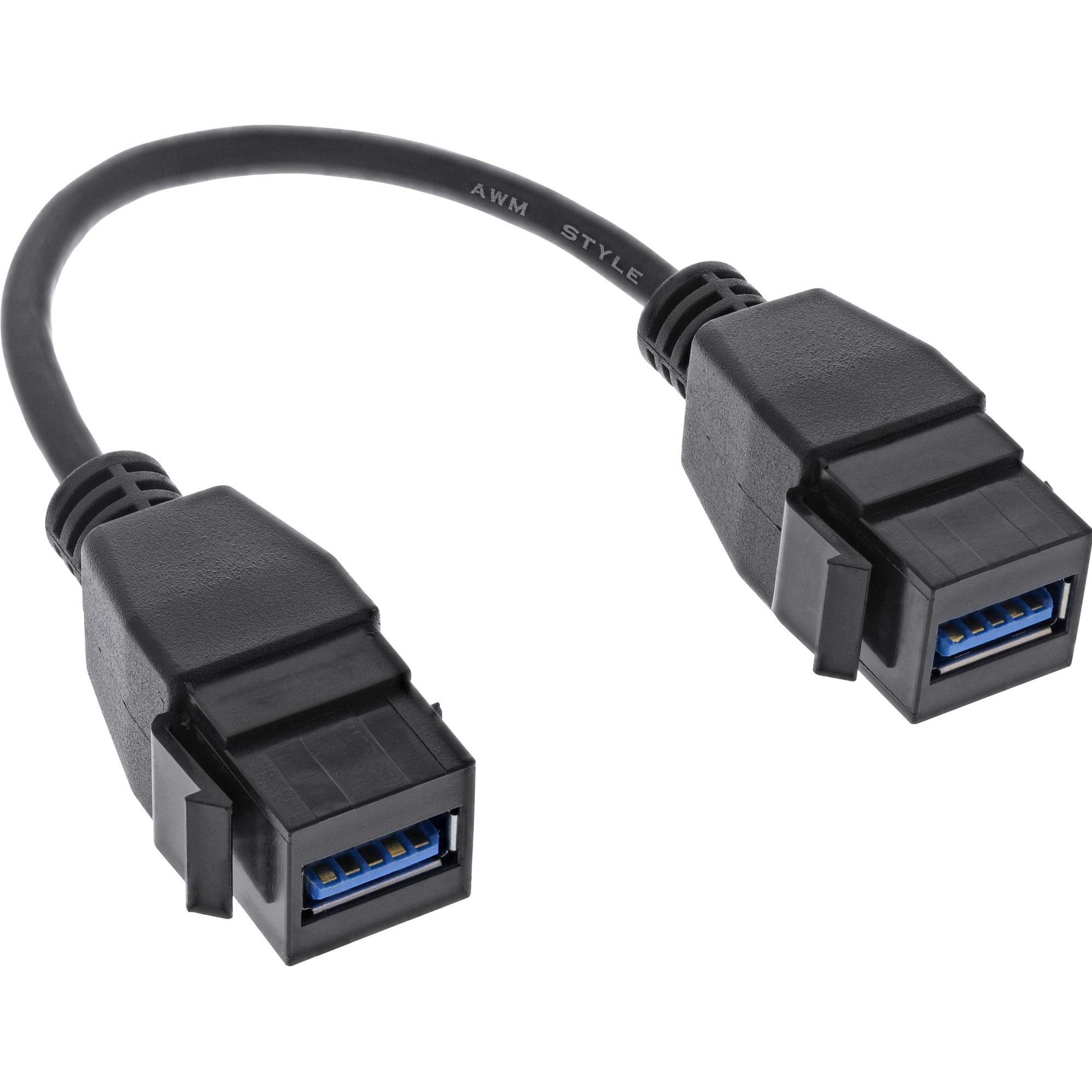InLine  USB 3.2 Gen1 2x Keystone Adapterkabel, 2x USB A Keystone Buchse, 0,2m (0.20 m, USB 3.2 Gen 1), USB Kabel