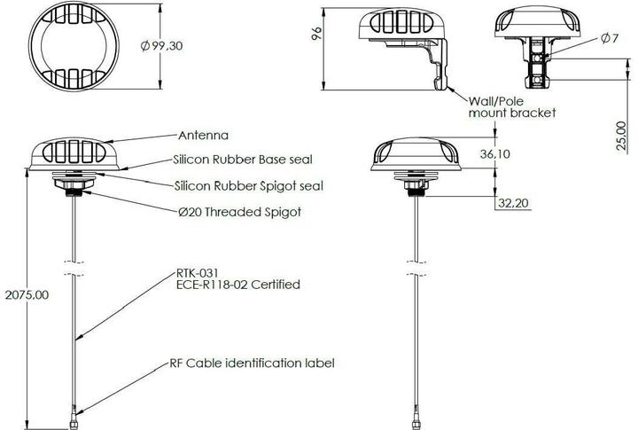 Productafbeelding Poynting 43087 - A-PUCK-0005-V2-01 zwart, 5-in-1 IoT camper voertuig antenne (5G, GPS, Lora)