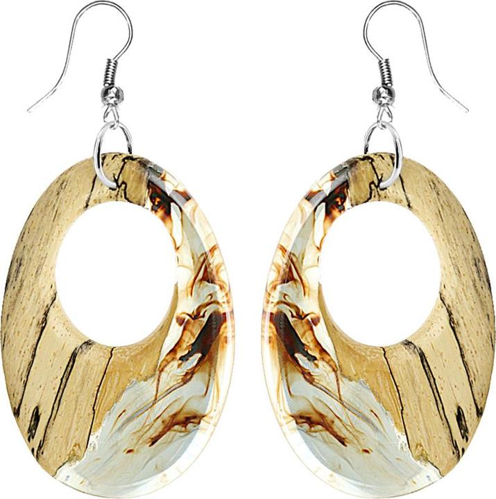 Immagine prodotto Star Piercing Ohrring Oval färbung Epoxy braun aus Tamarind Holz (senza ottone, Organico, Acciaio chirurgico 316L)