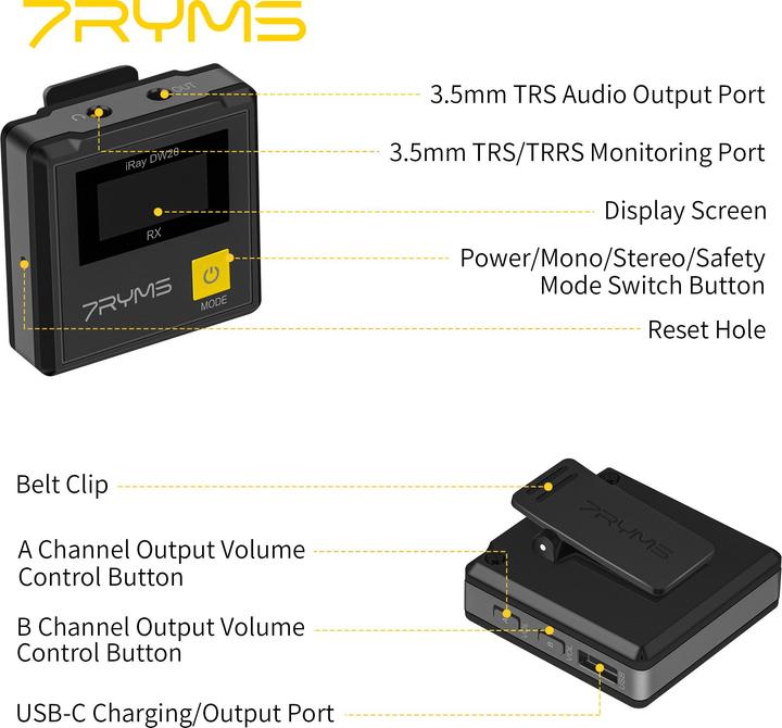Produktbild 7Ryms 2.4G Dual-channel Wireless Microphone Black