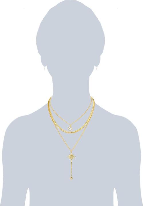 Produktbild Lulu & Jane Damen Stern Metall-Legierung Glas gelbgold 38,0/43,0/51,0 cm Basiskette + 5,0 cm Ve - 29387 (Metall-Legierung)
