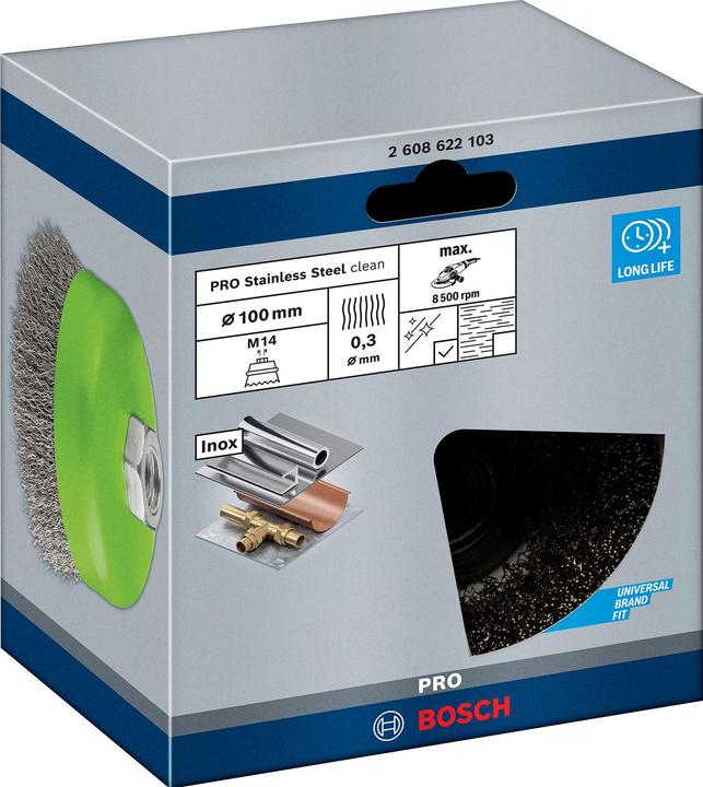 Produktbild Bosch Professional Zubehör PRO Stainless Steel clean Topfbürste, 100 x 0,3 mm, Gewinde