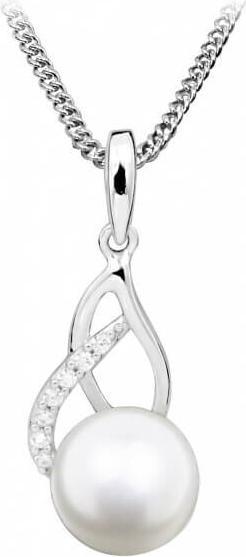 Image du produit Silver Cat Gentle necklace with pearl and zircons SC404 (chain. pendentif)