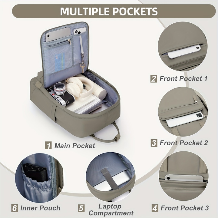 Produktbild Only-Bags.Store Solide Farbe Computer Laptop-Rucksack, einfache Preppy-Stil Schultasche, lässig Nylon Reise Sport