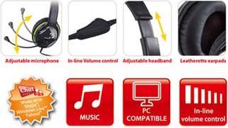 Produktbild Genius HS-400A Headset schwarz/grün, Funktionen:Lautstärkenregler, Skype-kompatibel, Farbe:Vivid Green (Kabelgebunden)