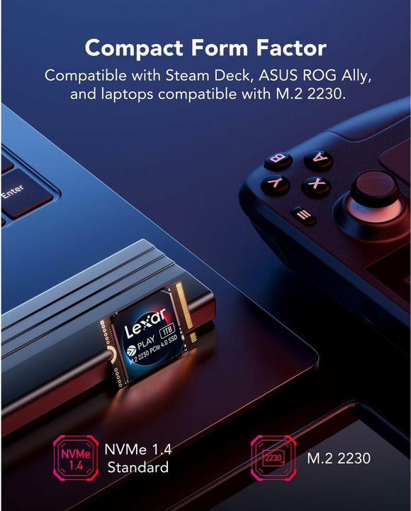 Productafbeelding Lexar SSD PLAY drive PCIe4.0 2230 5200/4700MB/s (1000 GB, M.2 2230)