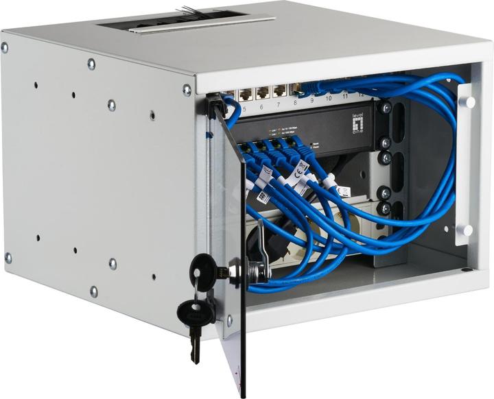 Actual product image EFB Elektronik EFB 10inch 4U wall-mounted cabinet depth 300 mm 1-piece pre-assembled RAL7035 (4 RU, 10 inch rack)