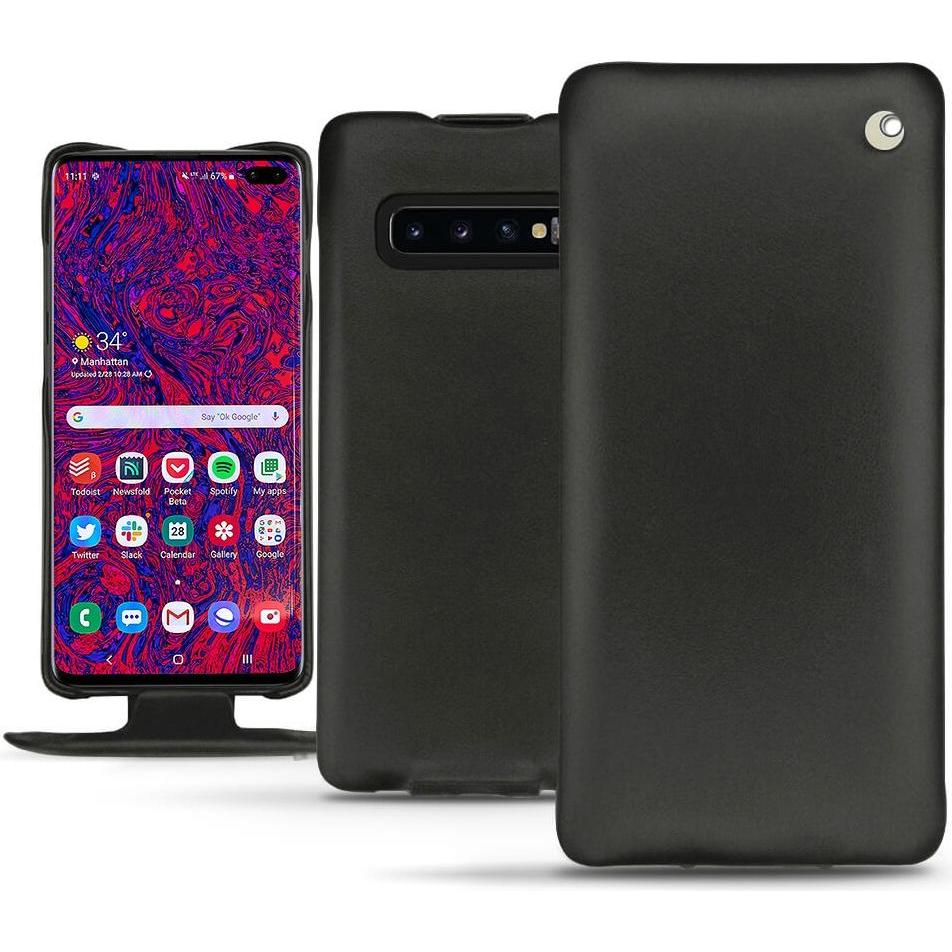 Noreve Lederschutzhülle vertikal (Samsung Galaxy S10 5G), Smartphone Hülle, Schwarz