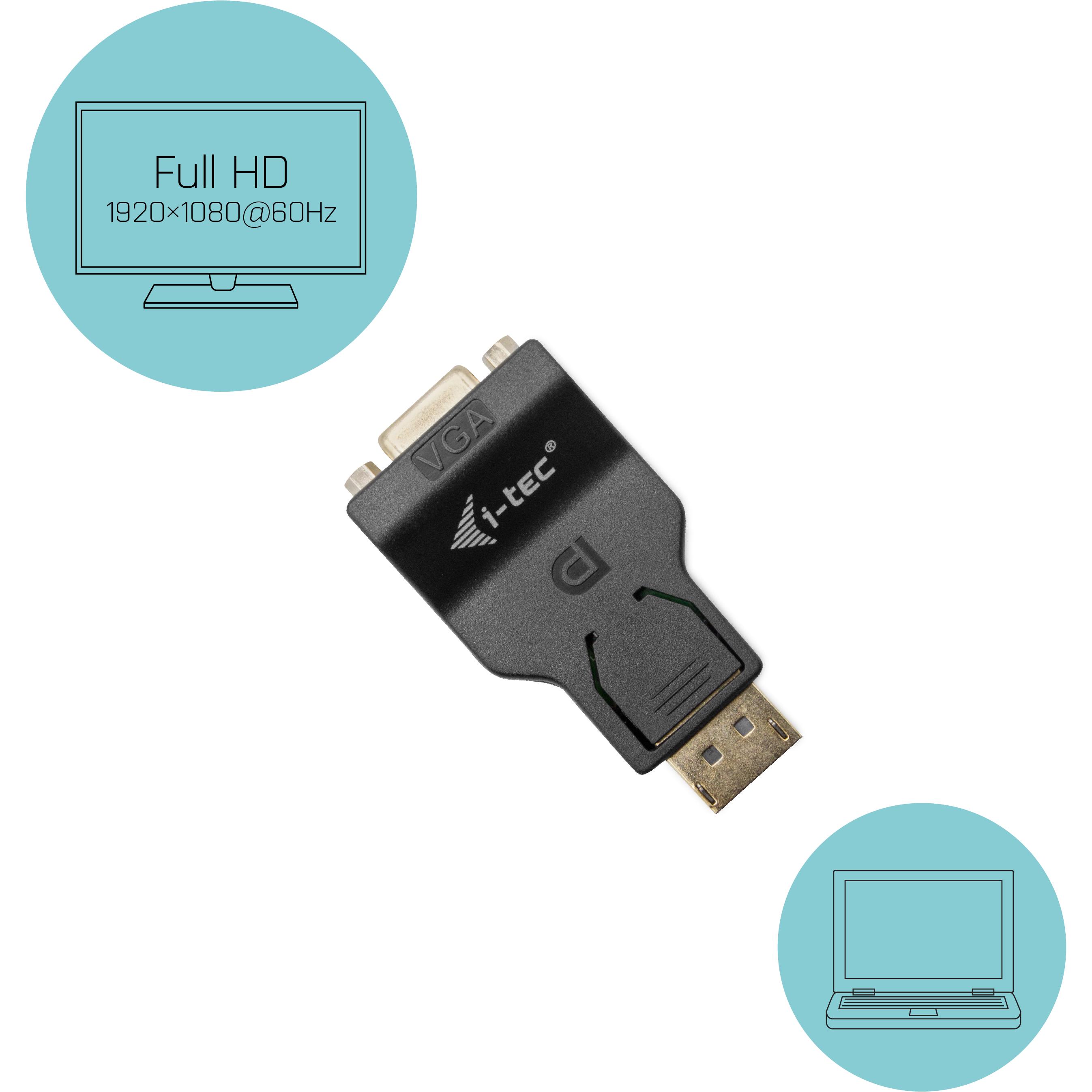 Thumbnail - i-tec DP zu (VGA, 19.10 cm), Data + Video Adapter, Schwarz