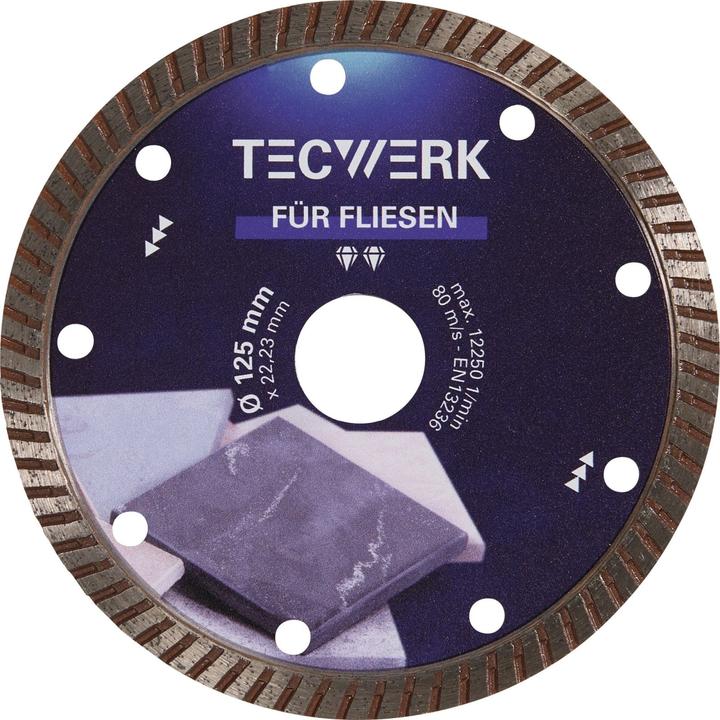 Tecwerk Diamanttrennscheibe FLIESEN PRO T Ø 125 mm Bohrung 22,23 mm Segmenthöhe 7 mm Segmentstärke 1,6 mm...