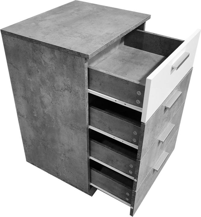 Produktbild HTI-Living Nachtkommode 4 Schubladen Nina Beton Weiss 2er-Set (45 x 38 x 70 cm)