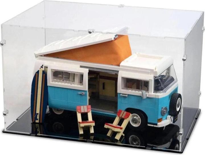 iDisplayit Acryl-Display L für LEGO® 10279 Volkswagen T2 Camper (Mit schwarzem Boden)