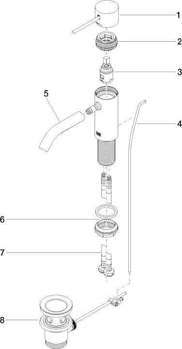 Image du produit Dornbracht META SLIM Mélangeur lavabo monocommande avec vidage automatique, saillie 125 mm
