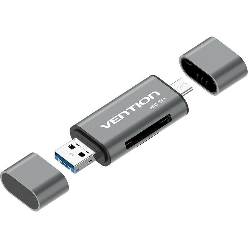Vention CCHH0 (USB-C, Micro USB, USB), Lettore di schede di memoria, Grigio