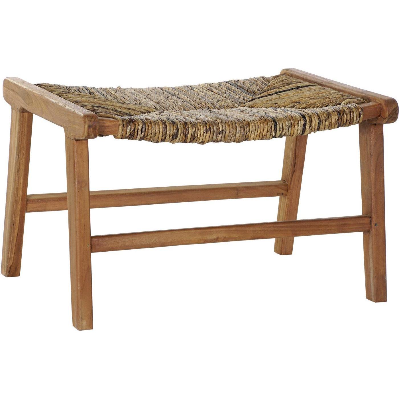 DKD Home Decor, Sgabello + Pouf, Bench 65 x 47 x 40 cm Natural Teak Plastic Light brown