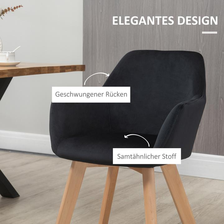 Image du produit Homcom Esszimmerstuhl Samt(100% Polyester), Gummiholz Schwarz