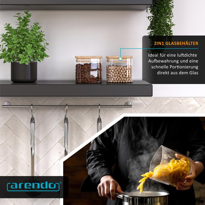 Actual product image Arendo 10x 1 L Vorratsgläser, Glasbehälter, 10er Set, Borosilikatglas, Bambusdeckel, Vorratsdosen luftdicht (1 l)