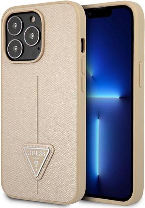 Produktbild Guess GUHCP14XPSATLE iPhone 14 Pro Max 6,7" beżowy/beige hardcase SaffianoTriangle Logo (Apple iPhone 14 Pro Max)