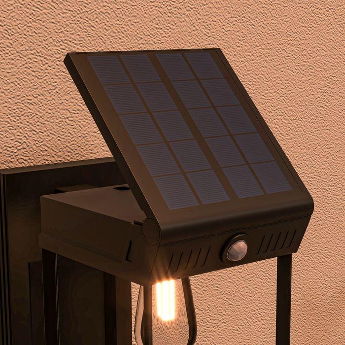 Actual product image Swisshandel24 Solar wall light LED outdoor light garden light warm white adjustable light sensor IP44 black (160 lm, IP44)