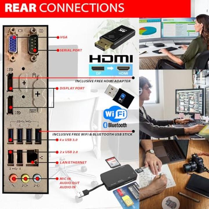 Actual product image GMR Ultra Slim i7 Office PC with 32GB RAM, 4TB SSD, DVD±RW, USB 3, Windows 11 Pro, WiFi, Bluetooth (32 GB, 4000 GB)