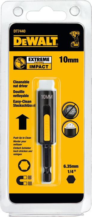 Productafbeelding DeWalt DT 7440 Dopsleutel 10 mm buitenzeskant - 75 mm lengte, permanente magneethouder, Easy-C (10 mm)