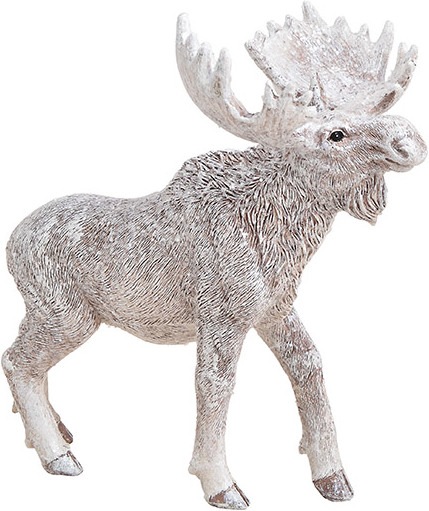 Produktbild G. Wurm Elch mit Glitter aus Poly Weiss (B/H/T) 16x17x9cm