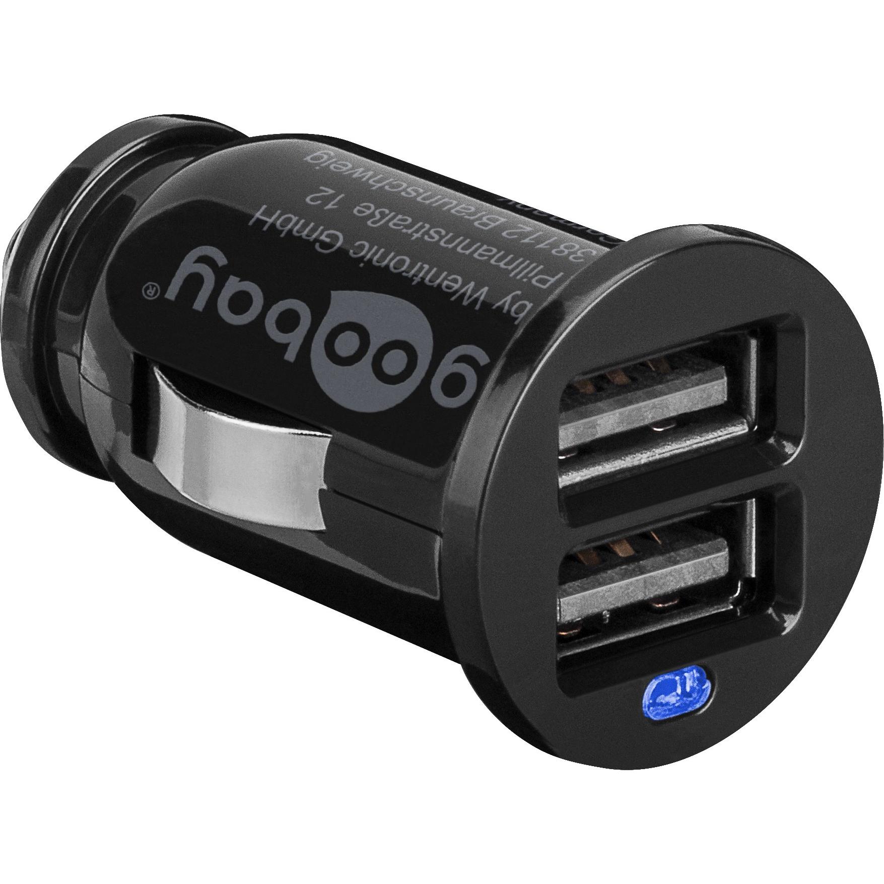 Goobay Dual USB-Autoladegerät, Auto Adapter, Schwarz