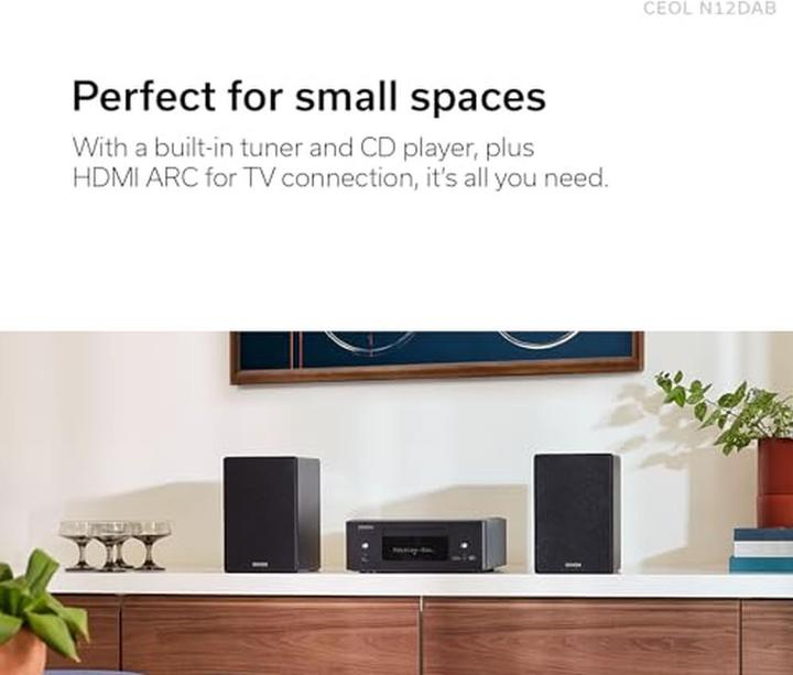 Actual product image Denon CEOL N12DAB AllinOne System with CD Player DABFM Radio HDMI ARC and HEOS Builtin Black (Multiroom, Airplay, Bluetooth, Wi-Fi, CD player, 2x 65 W)