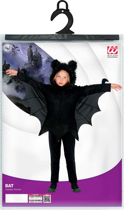 Image du produit Widmann Costume de chauve-souris pour enfants : Poncho avec capuche (140)